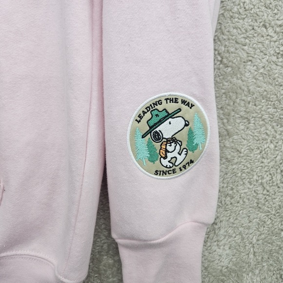 Peanuts Snoopy Full Zip Hoodie Womens Medium Pink Woodstock Sweatshirt Y2K Style - Picture 10 of 14